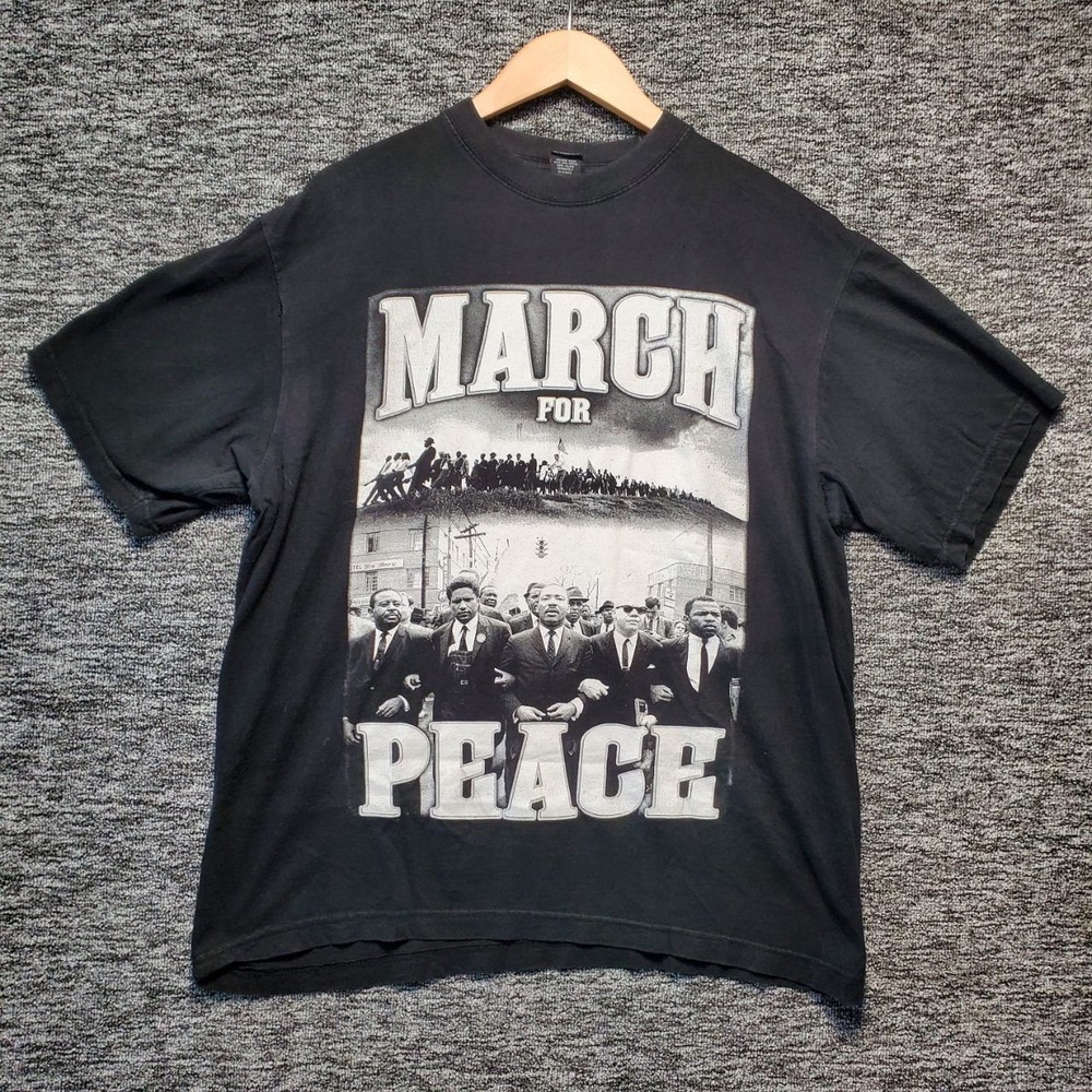 Icedout Clothing Co March For Peace T Shirt Mens Large Black Graphic Tee MLK Jr
